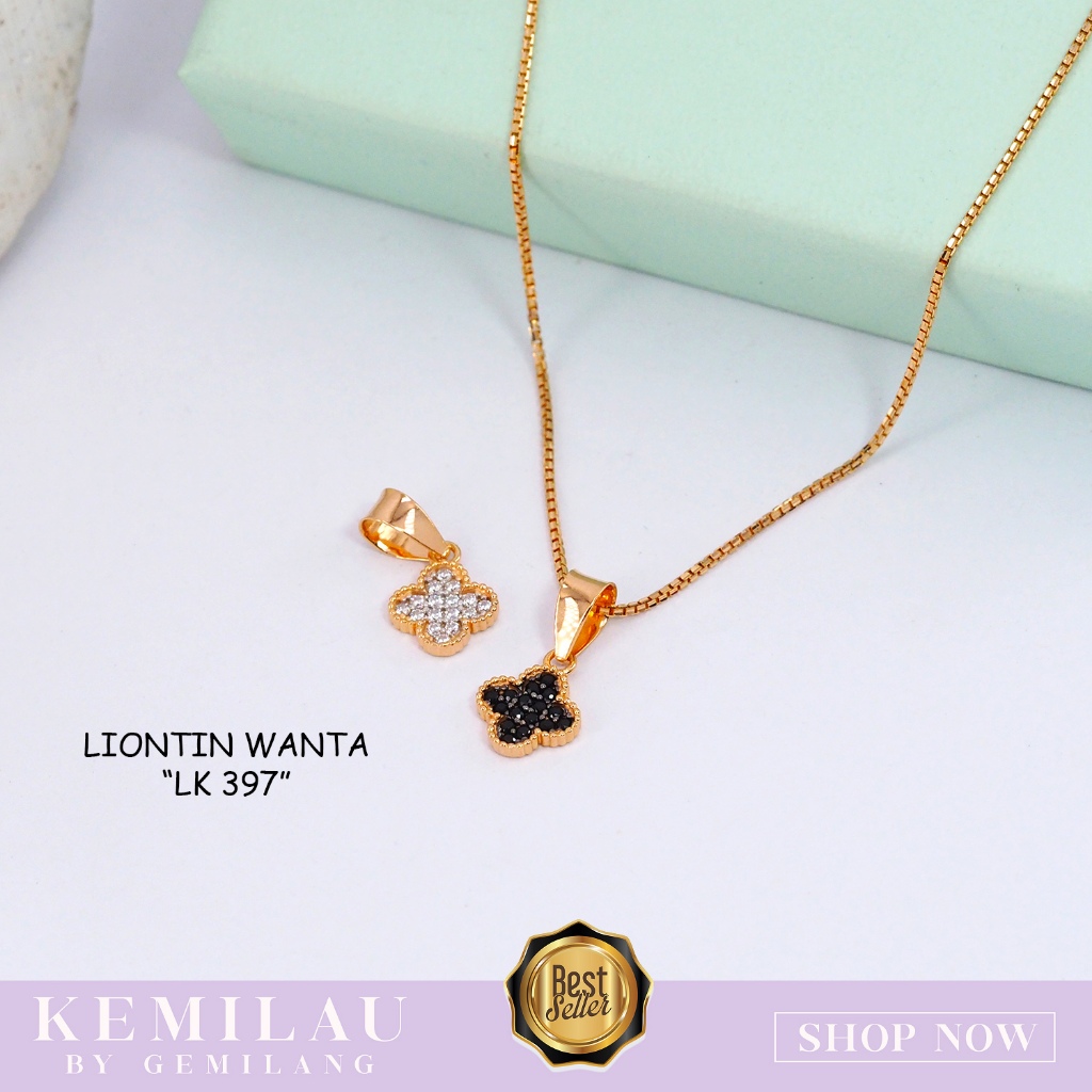 LIONTIN EMAS ASLI MODEL CLOVER FULL MATA BATU KADAR 8K (375) KEMILAU FASHION (LK - 397)