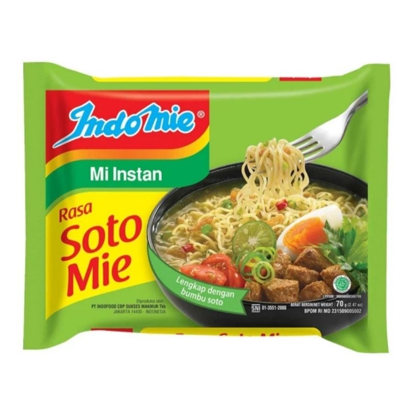 

Indomie mi instant kuah rasa soto mie / pcs