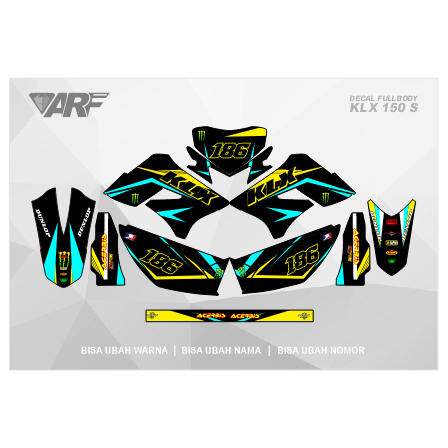 DECAL KLX 150 S (002) DEKAL STIKER FULLBODY KLX L 2009 2010 2011 2012 2013 2014 2015 MERAH KUNING HI
