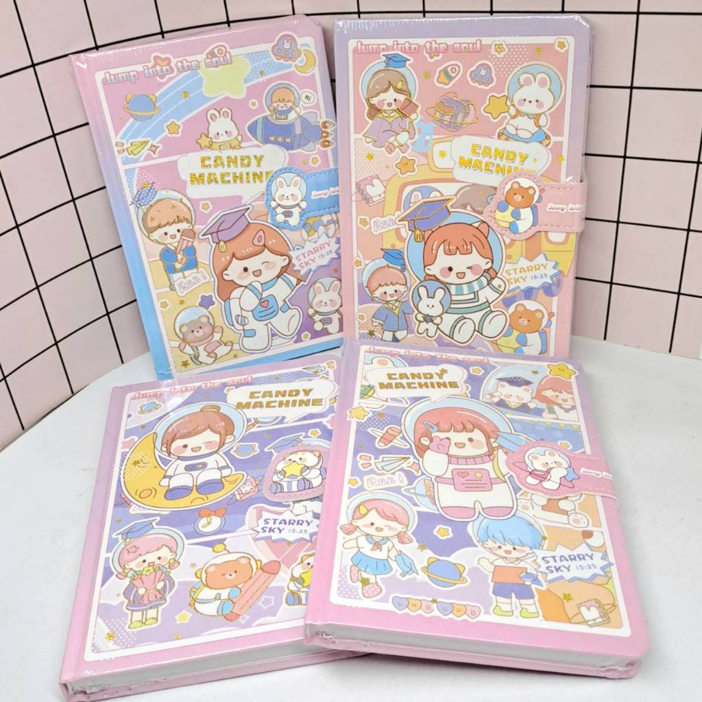 

Notebook Buku Tulis Diary Catatan Agenda Anak Cover Glitter Kancing Korean Momo Chibi Girl