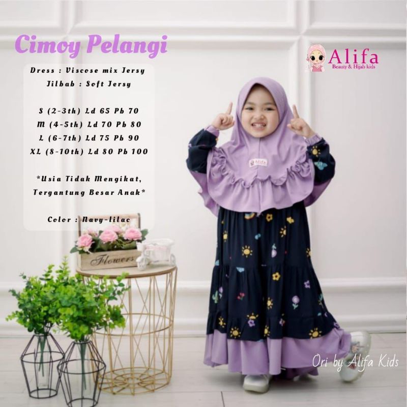 Gamis anak free hijab . Cimoy kids by alifa