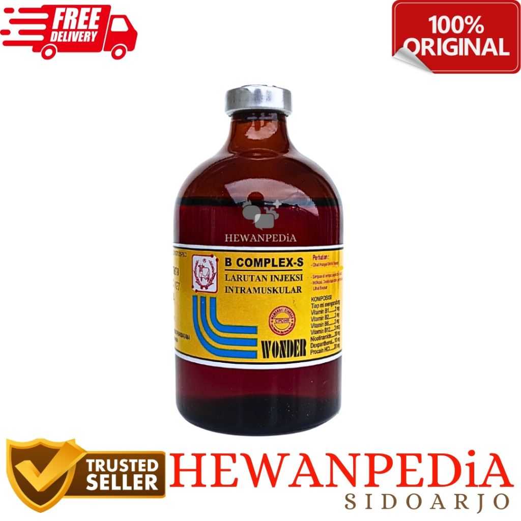 WONDER VITAMIN B COMPLEX SUPER S 100 ml -  Vitamin B Kompleks Hewan Anjing Kucing Sapi Domba B Kompl
