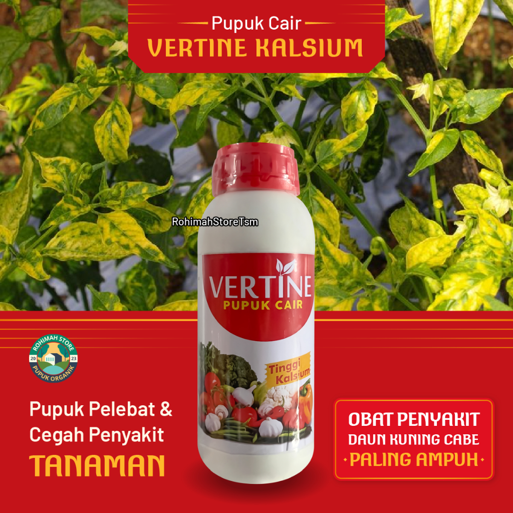 VERTINE KALSIUM 500 ml Pengendali daun kuning cabe cabai rawit paling ampuh - Obat Organik Cair Kuni