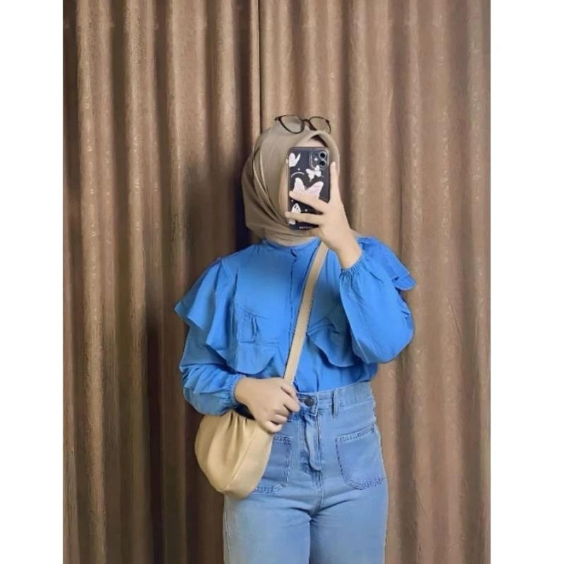 ATASAN KOREAN SAILOR / BLUSE/KEMEJA WANITA  bahan sakila premium gred a bahan halus