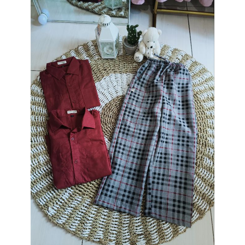 one set kemeja kulot anak tanggung/setelan kemeja Anak tanggung