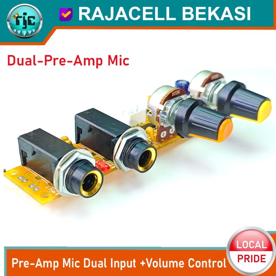 Pre Amp Mic Dynamic 2 Channel Penguat Mikropon dengan Volume Control