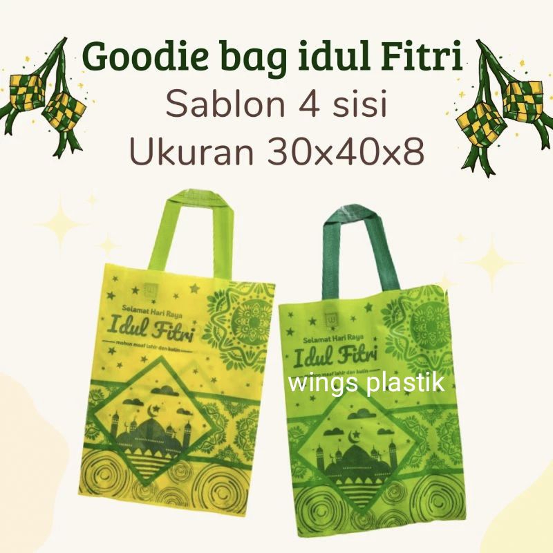 

(Lusinan 12pcs) Goodie bag LEBARAN 30X40 tas idul fitri / tas spunbond