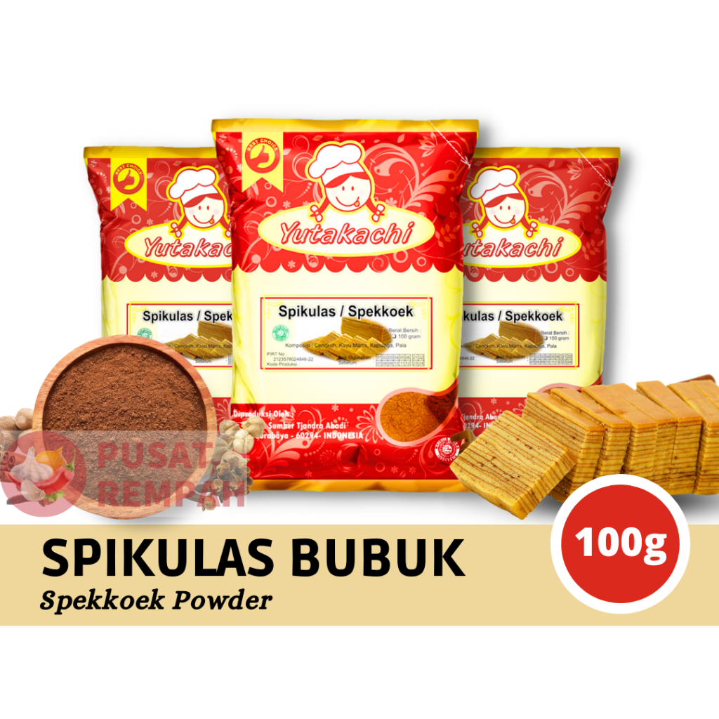 

Bubuk Spikulas 100 Gram Yutakachi / Spekuk / Spekkoek / Spikoe / Speculoos / Spikuk / Bahan Kue / Pusat Rempah