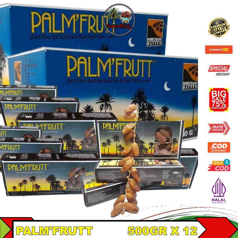 

Kurma tunisia tangkai palm'frutt 12x500gr [1dus]/palm fruit/palm frutt
