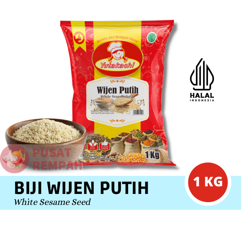 

Wijen Putih Super 1Kg Yutakachi / White Sesame Seed / Bahan Kue Onde - Onde Dll / Pusat Rempah