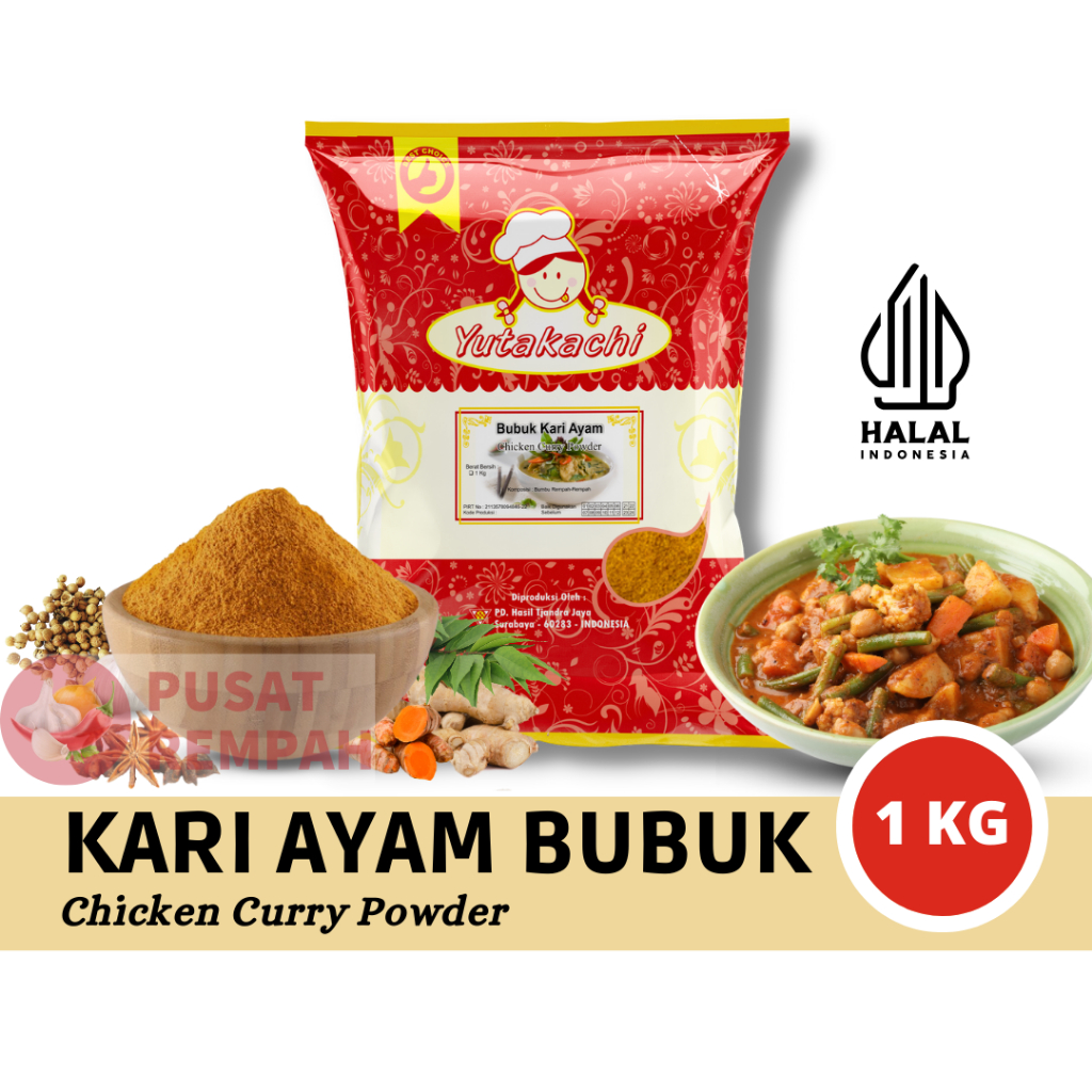 

Bubuk Kari Ayam 1Kg Yutakachi / Chicken Curry Powder / Kare Jepang / Kare Ayam Bubuk / Kare Instant / Pusat Rempah