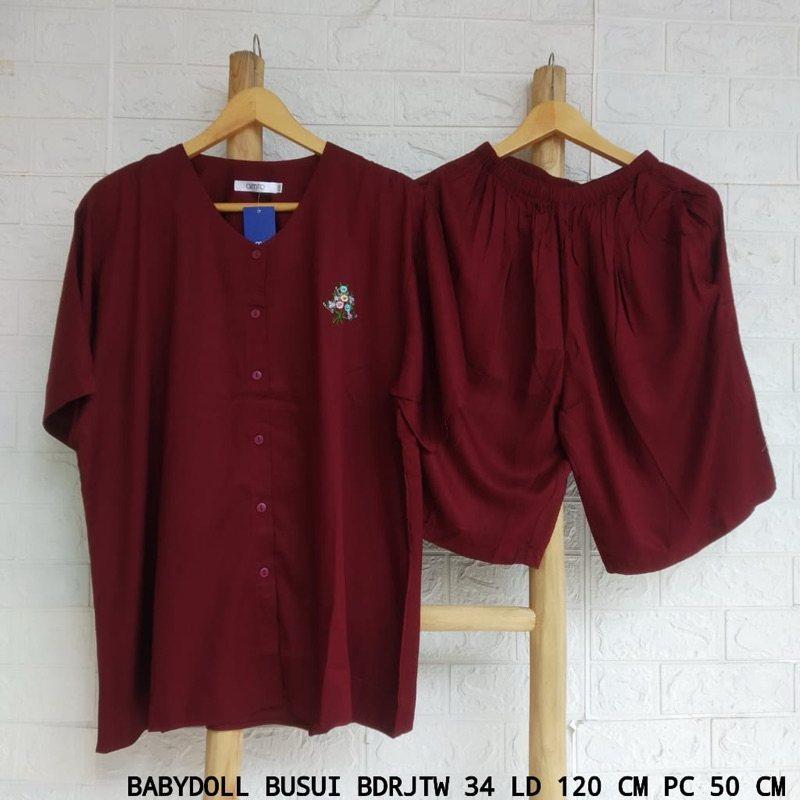 One Set Rayon Twill AMRO lengan pendek celana 3/4 Jumbo