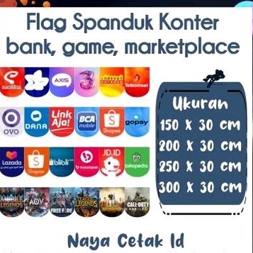 flag spanduk konter, marketplace, game, ewallet