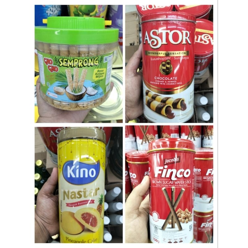 

Biskuit Wafer Kaleng Lebaran Astor/Pimco/Finco/Chocho/Kino/Nissin/Deka