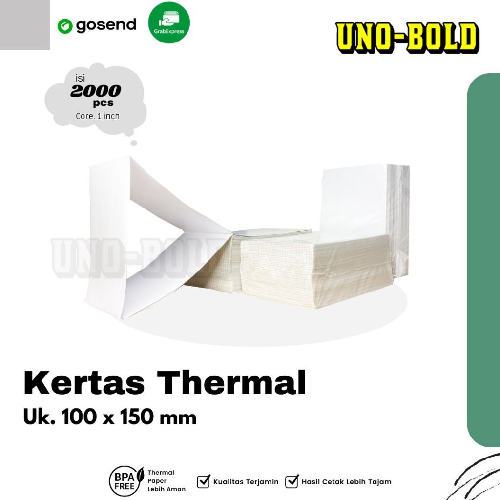 

LABEL STICKER THERMAL LIPAT 100x150 / 100 x 150 mm / 100x150mm Thermal 1 Pack Isi 2000 pcs 4x6 Inch Termal A6