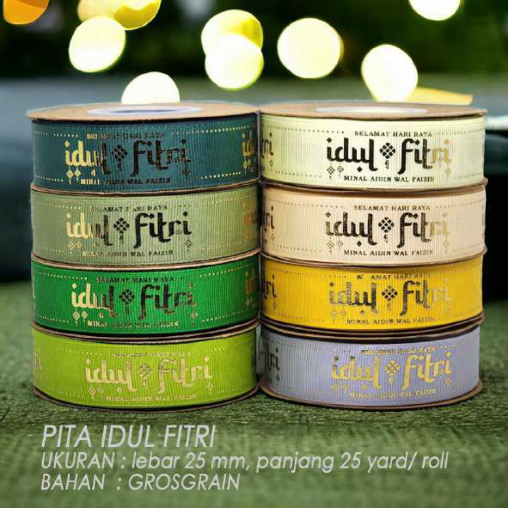 

Pita Grosgrain Lebaran 1inch (25mm) Panjang 25 Yard / Pita Kain Idul Fitri 1 roll