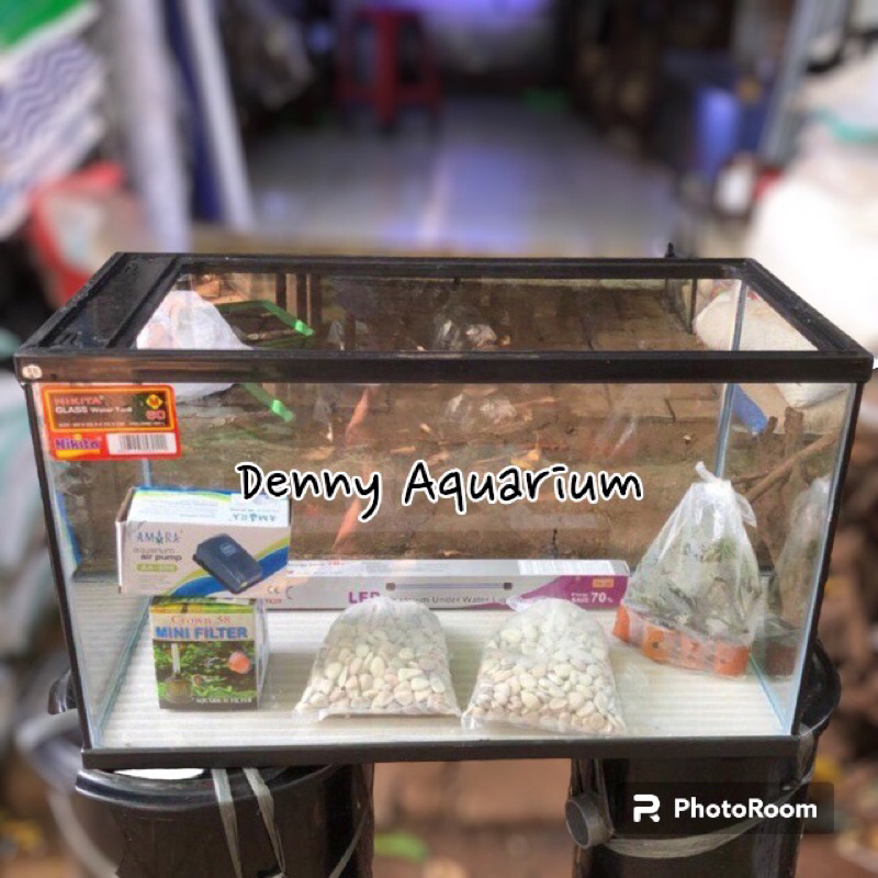AQUARIUM NIKITA UKURAN 60 x 29.5 x 35.5cm SET AKSESORIS