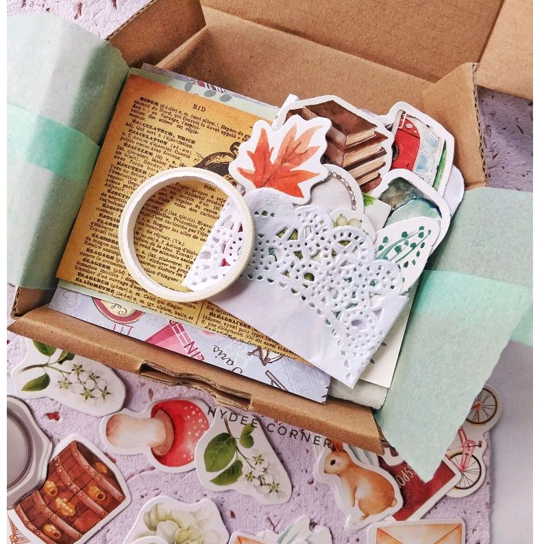 

Mini Journaling kit box/ scrapbook bujo bullet journal /sticker and paper