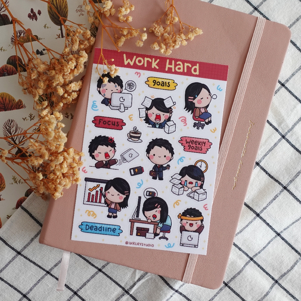 

Work Hard Sticker Sheet Series | Waterproof | Aesthetic Sticker | Sticker Sheet Pack | Planner Sticker