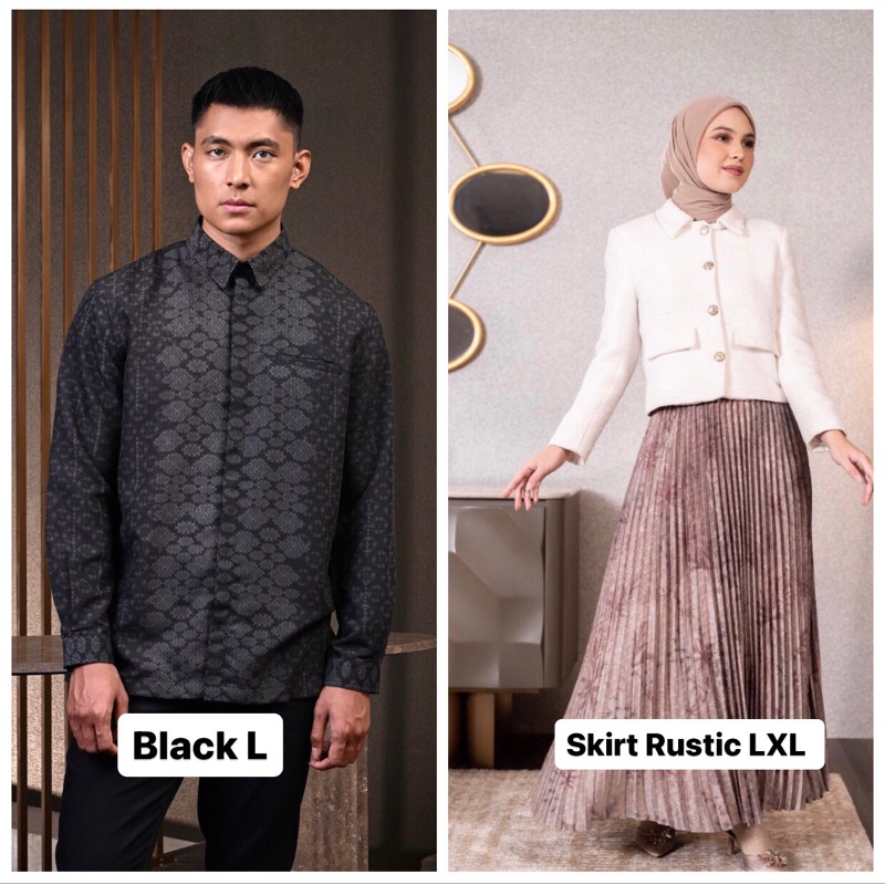 (READY SIAP KIRIM )SOLACE SERIES KOKO BLACK L & SKIRT RUSTIC RUST LXL BY HEYLOCAL ID