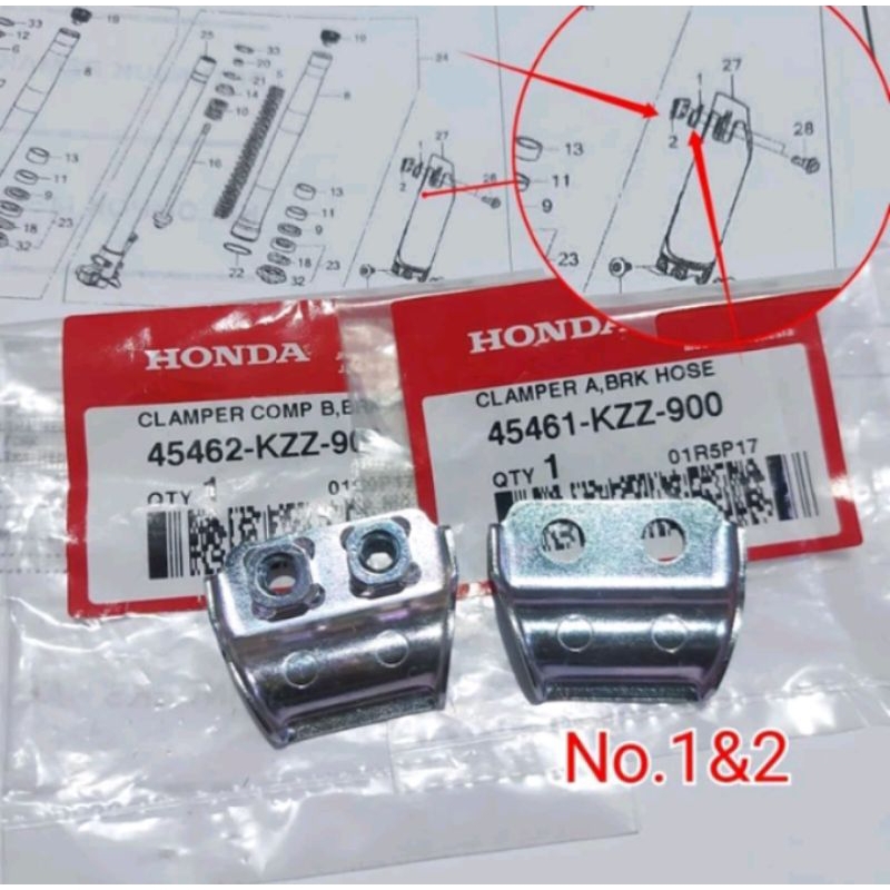 Klem Kabel Selang Rem Depan Bagian Bawah Honda CRF 150 Original