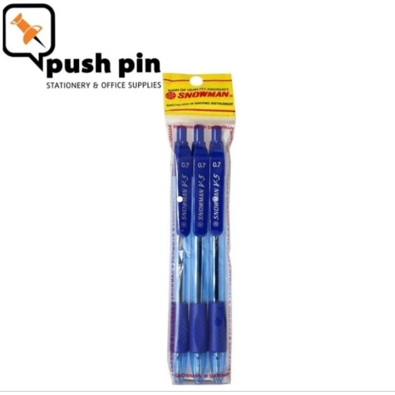

Snowman Pen / Pena / Pulpen V5 Biru Set 3'S