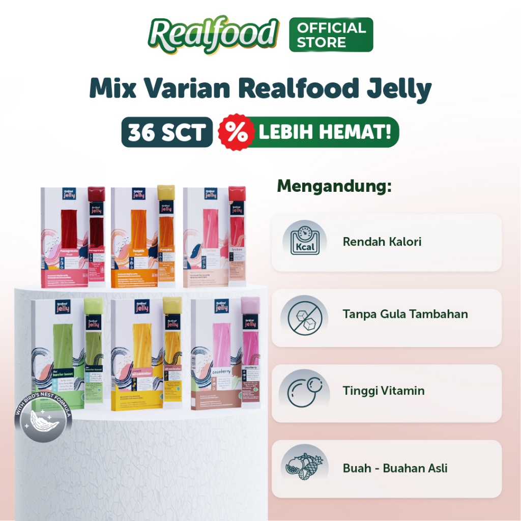 Realfood Jelly Mix Variant 36 pcs, Sarang Burung Walet Image 3