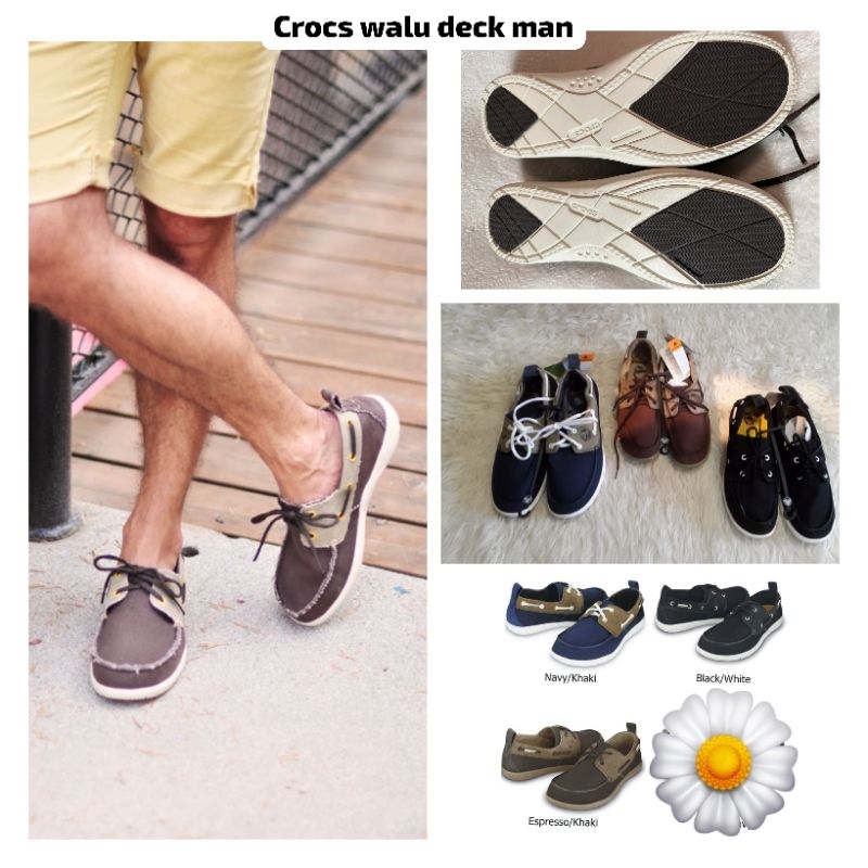 CROCS WALU DECK MAN SEPATU PRIA TALI IMPORT
