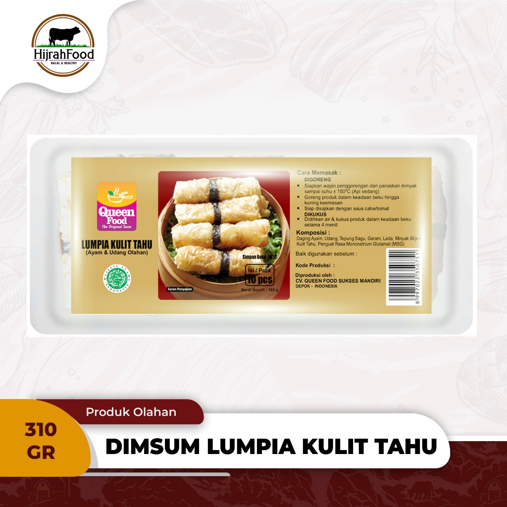 

Queen Food Lumpia Kulit Tahu 180 gram Olahan Ayam dan Udang Frozen Praktis