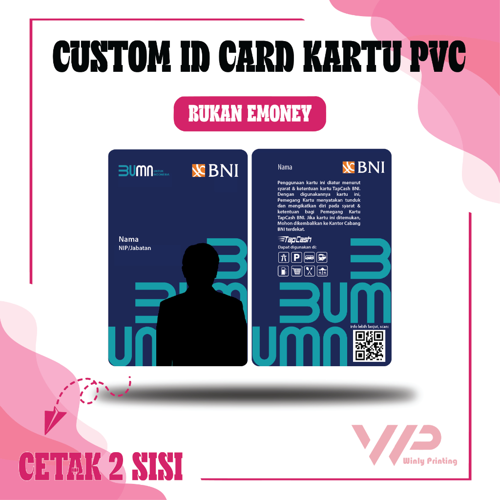 

CUSTOM KARTU PVC DESIGN ID CARD BANK BNI BUMN TERBARU BAHAN PVC - 2 SISI