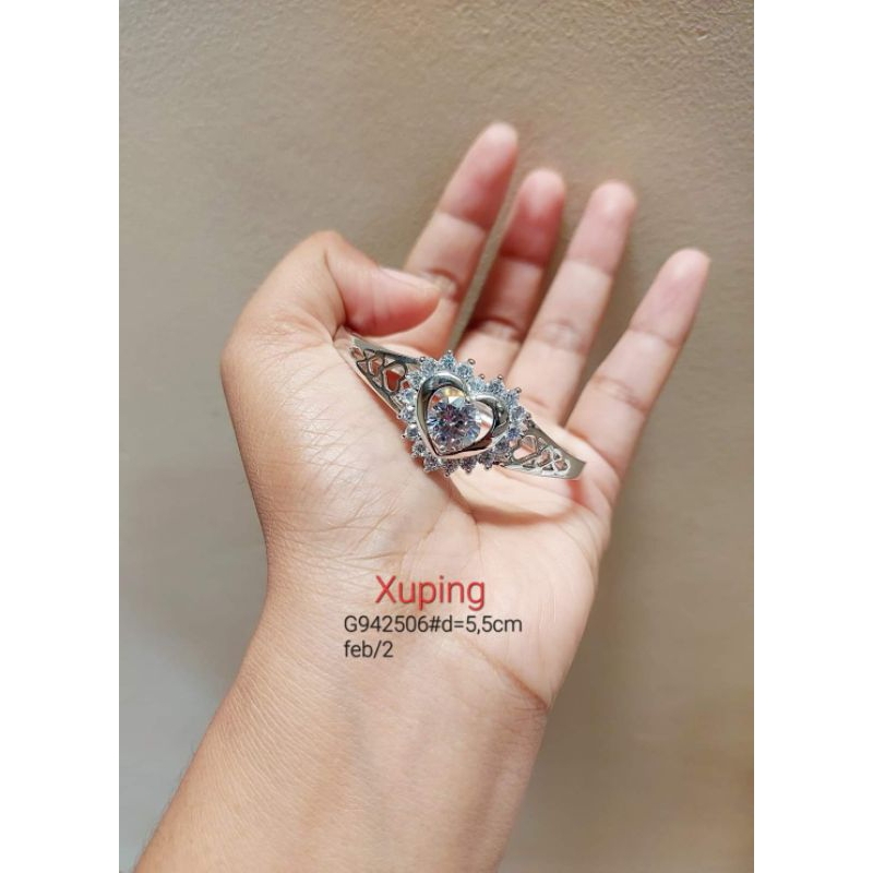 Gelang bangle silver kolong love hati heart XUPING