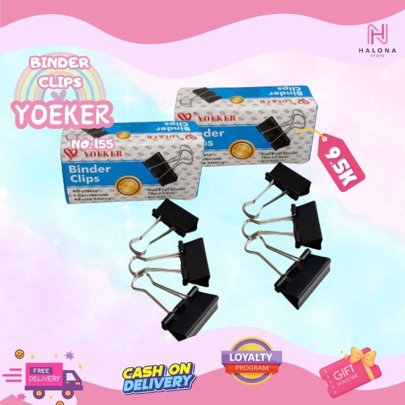 

[1 BOX] Binder Clip/ Penjepit Kertas Yoeker No. 155