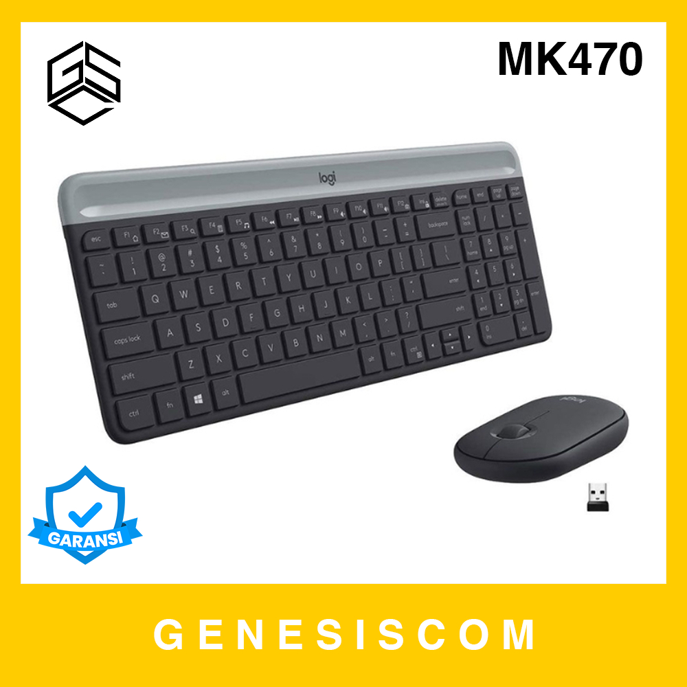 Keyboard Mouse Wireless LOGITECH MK470 Combo Bundle Slim Mini Portable Silent 2.4GHz USB Receiver Ko