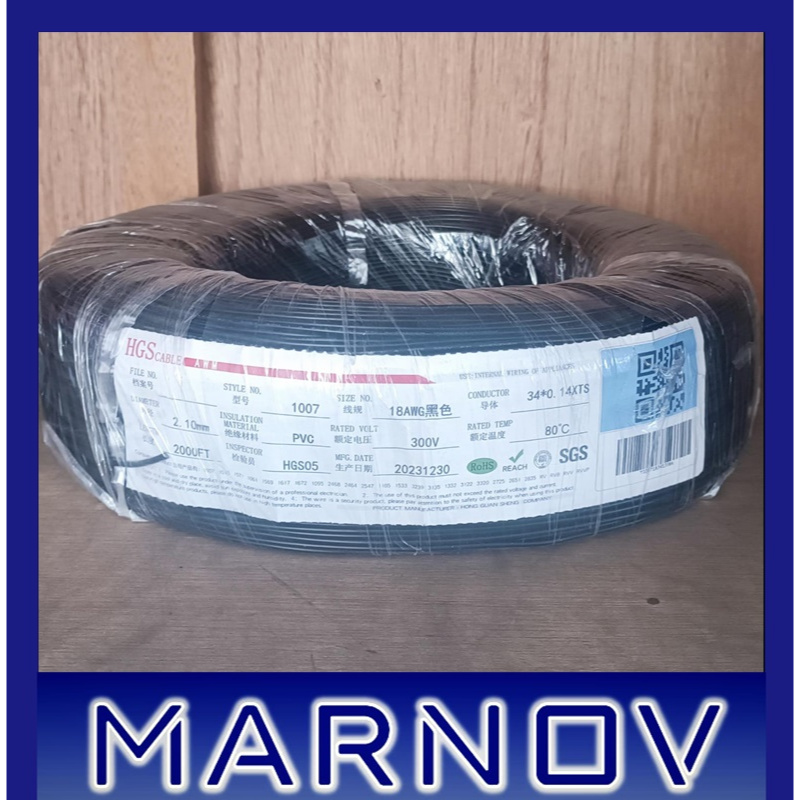 AWG 18 Hitam AWG18 Kabel Cable Serabut Roll Silver Tinned Timah