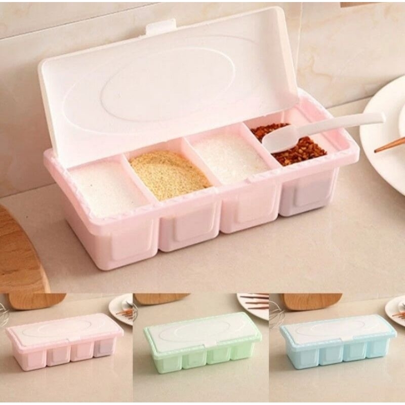 TEMPAT BUMBU DAPUR 4 SEKAT  SET 4 IN 1 MURAH TEBEL IMPORT
