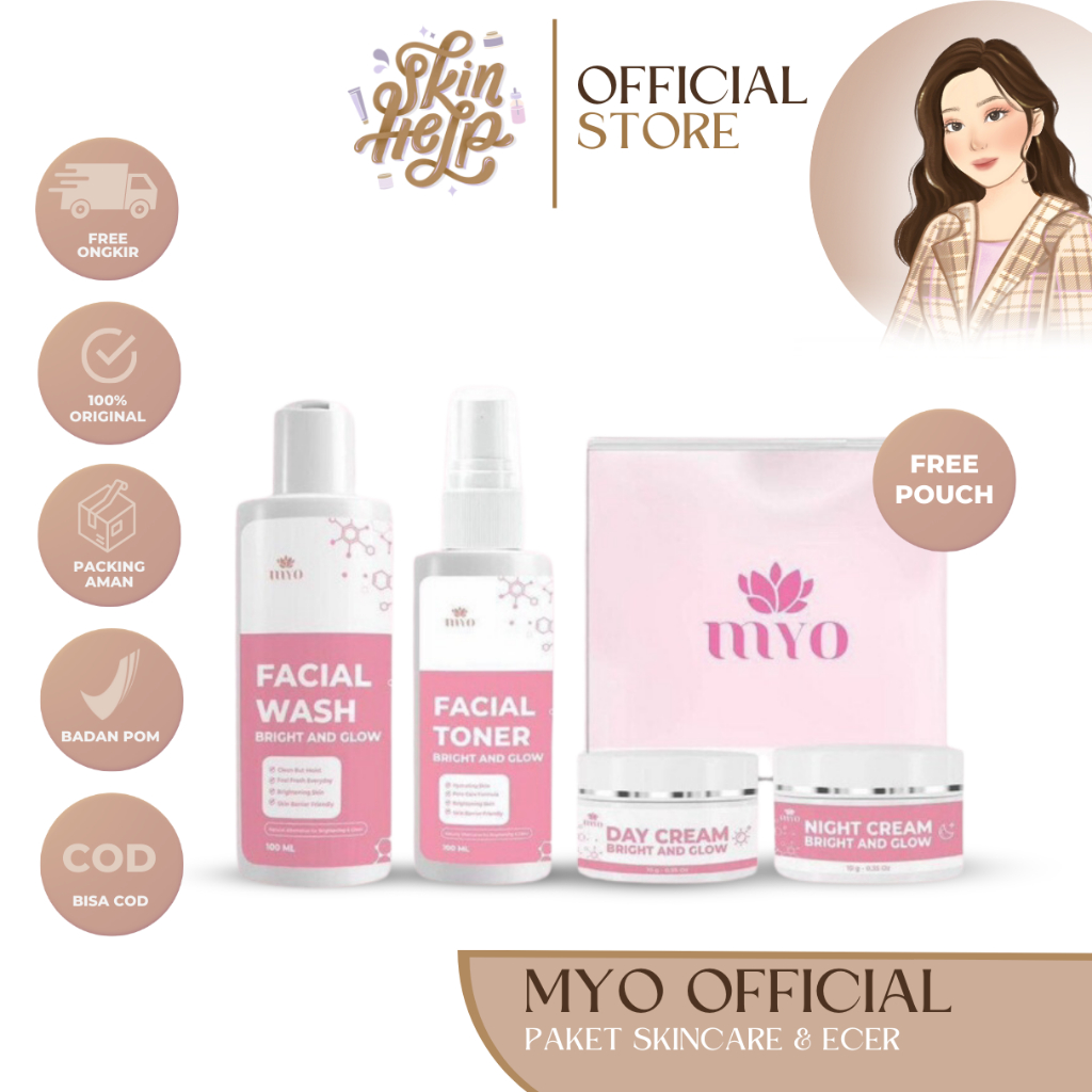PAKET SKINCARE / SERUM MAYRA MYO OFFICIAL SATU SET SKIN CARE MYO SET SKINCARE WHITENING GLOW 1 SET 4