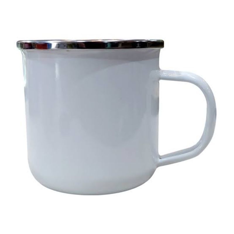 Mug/gelas Enamel Putih Polos Premium 9cm