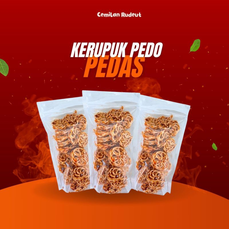 

CEMILAN RUDEUT Kerupuk Pedo/Seblak Mawar Rafael Pedas 100gr