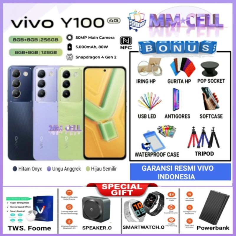 VIVO Y100 4G RAM 8/256GB | VIVO Y 100 4G RAM 8/128GB GARANSI RESMI VIVO INDONESIA