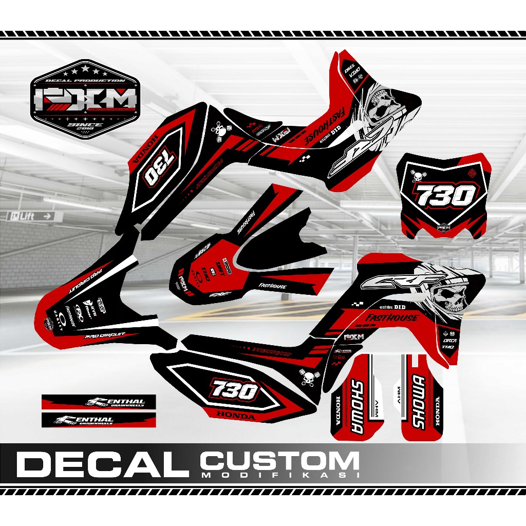 Decal STIKER CRF 150L FULLBODY  SKULL MERAH Hitam dan  Kombinasi Putih keren
