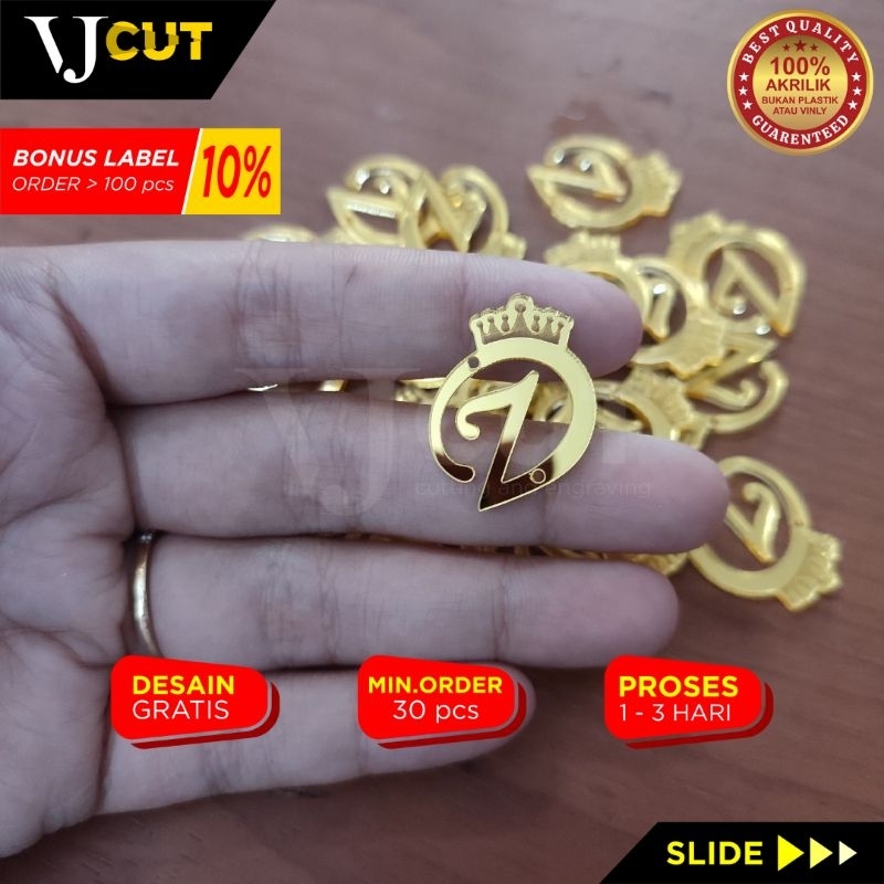 LABEL HIJAB AKRILIK LOGO INISIAL | LABEL CUSTOM | LABEL INISIAL NAMA BRANDED  -VJ.CUT