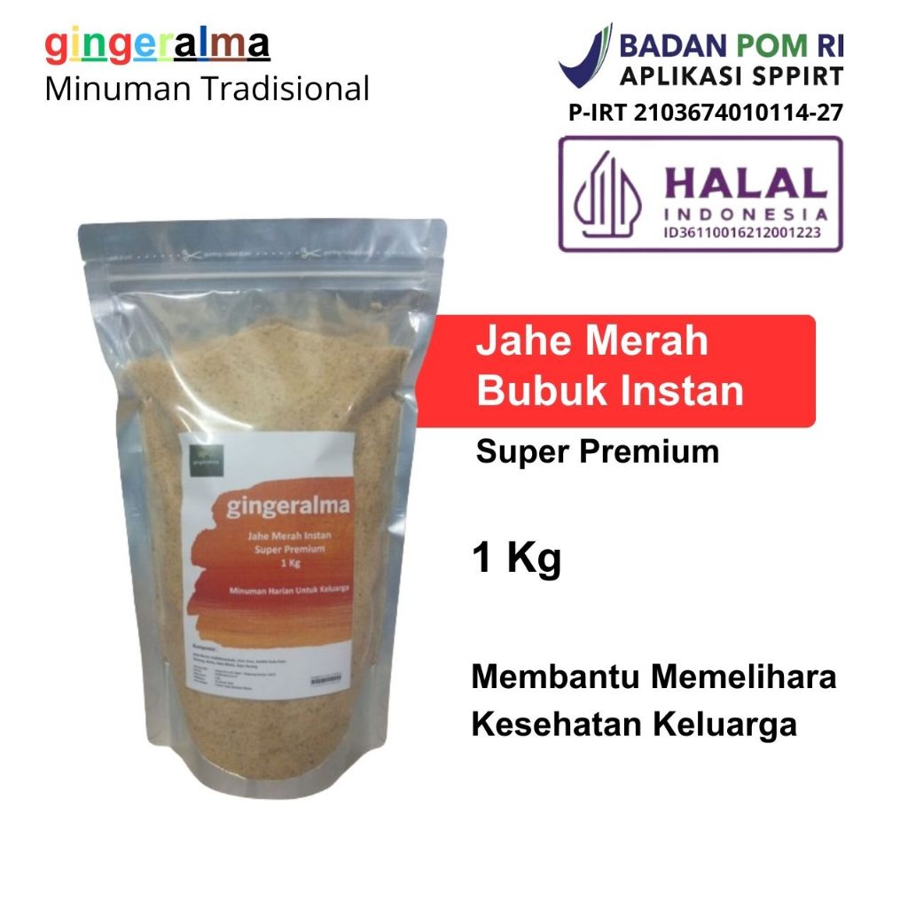 

Jahe Merah Bubuk 1Kg Plus Habbatussauda Gingeralma Super Premium