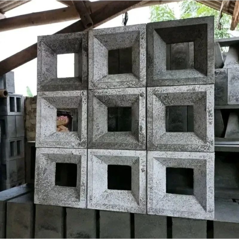 Loster minimalis beton kotak corong abu abu