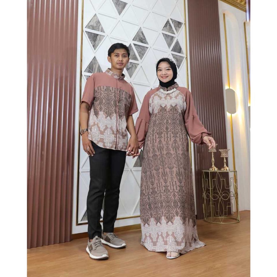 Model Terbaru  Set Couple Gamis dan Baju Koko Bahan Crinkle Premium