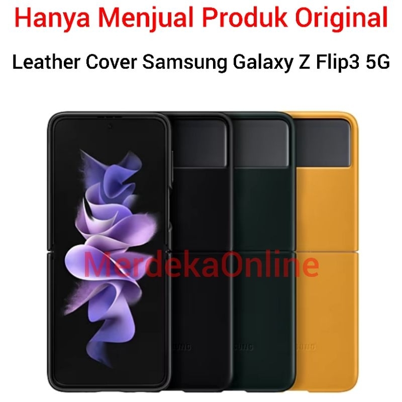 Original Samsung Galaxy Z Flip 3 Flip3 Leather Cover Casing Kulit Case Lipat