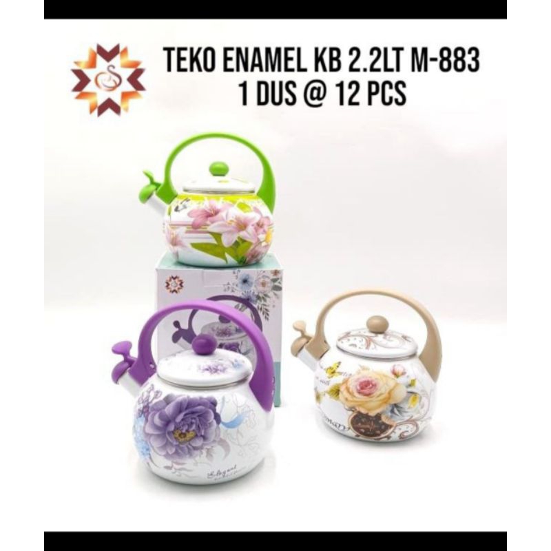 TEKO ENAMEL KEMBANG 2,2 LITER / CERET ENAMEL TEKO BUNYI