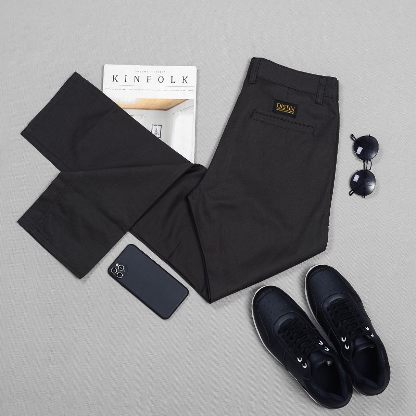 Distin Denim- Celana Chino Selvedge accent Dark Grey | Chino Panjang  Pria Slimfit & Reguler fit
