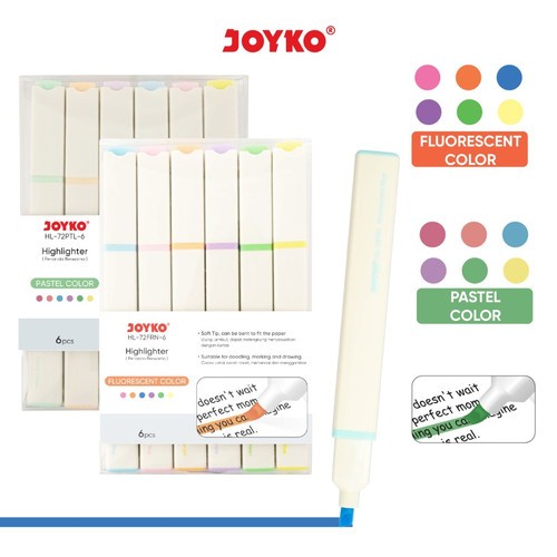 

PENANDA BERWARNA / HIGHLIGHTER WARNA PASTEL ISI 6 JOYKO HL-72PTL-6