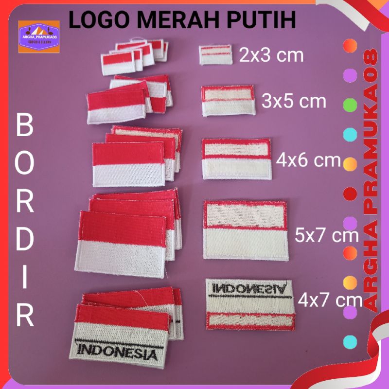 Bendera Bordir/Logo merah putih Bordir/Badge Merah putih Bordir