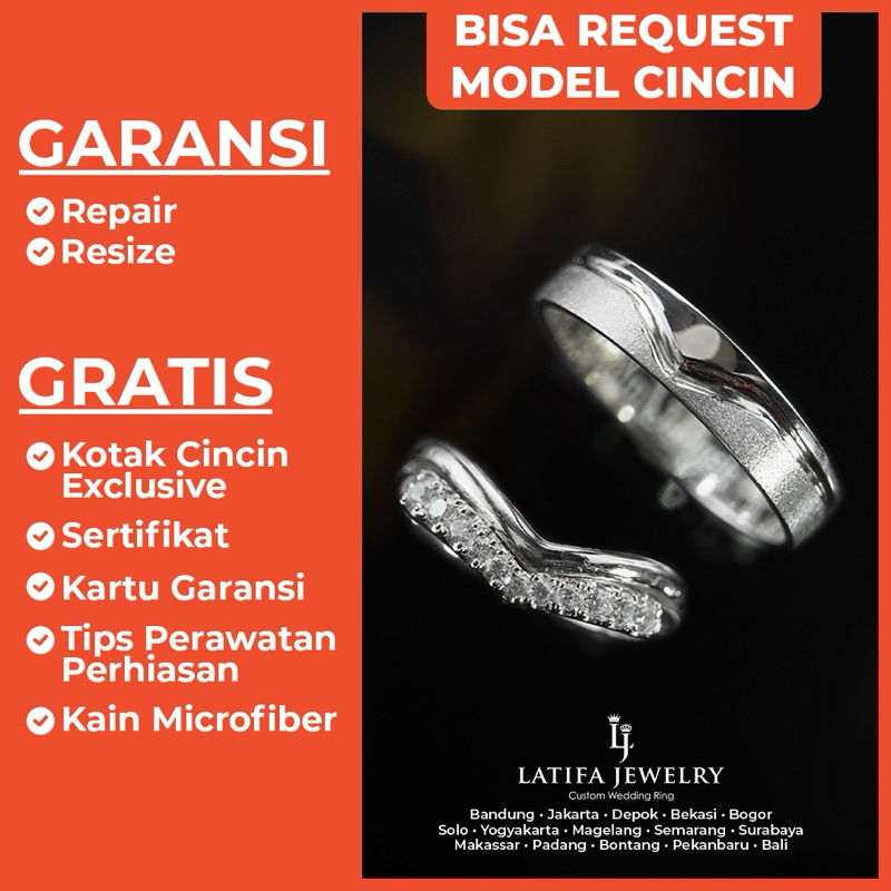CINCIN TUNANGAN COUPLE PLATINUM BERGARANSI GRATIS TULIS UKIR NAMA MODEL CUSTOM